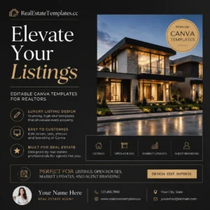 10 Luxury Real Estate Canva Templates for Realtors – Editable Social Media Design Pack