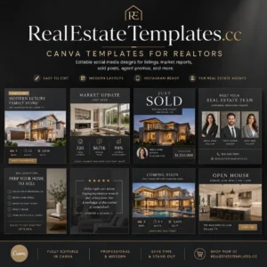 Luxury Realtor Canva Templates Bundle – Editable Real Estate Social Media Kit