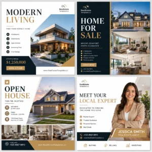 Editable Luxury Real Estate Canva Templates Bundle – Modern Realtor Social Media Pack