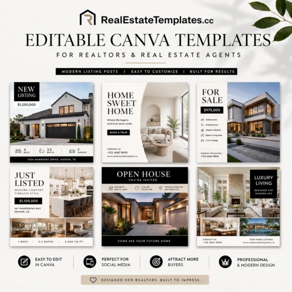 6 Editable Canva Real Estate Listing Templates for Realtors