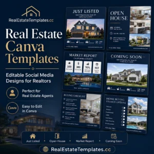 7 Real Estate Canva Templates Bundle – Editable Social Media Designs for Realtors