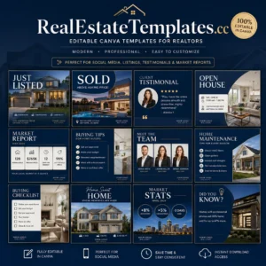 Real Estate Social Media Canva Templates Bundle for Realtors
