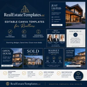 Editable Real Estate Canva Templates for Realtors – Social Media Marketing Bundle
